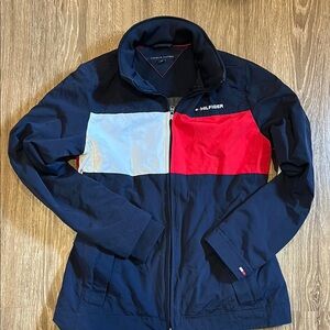 Tommy Hilfiger Navy Jacket with Red and White Stripes